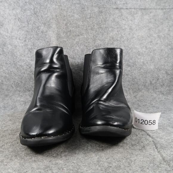 Ankle Boots Womens 8 Shoes Casual Chelsea Pull On Black Bootie Block Heel Studs - Picture 2 of 15